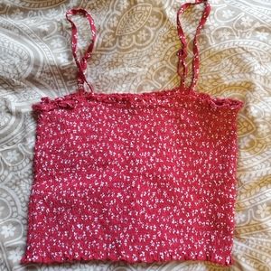 Brandy Melville red floral crop top